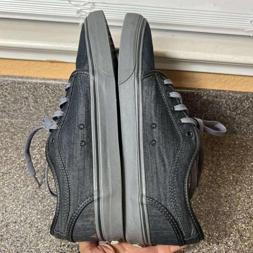 Vans Skateboard Shoe Men Sz 13 Gray Canvas Sneaker Lace Up Low Top Padded Tongue